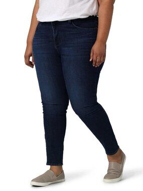 Lee Women's Plus High Rise Skinny Jean, Size 26W, Slim Fit, Dark Blue Wash